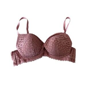 Chic La Vie Bra 36C Heavy Padding Lace Push-up Underwire Pink